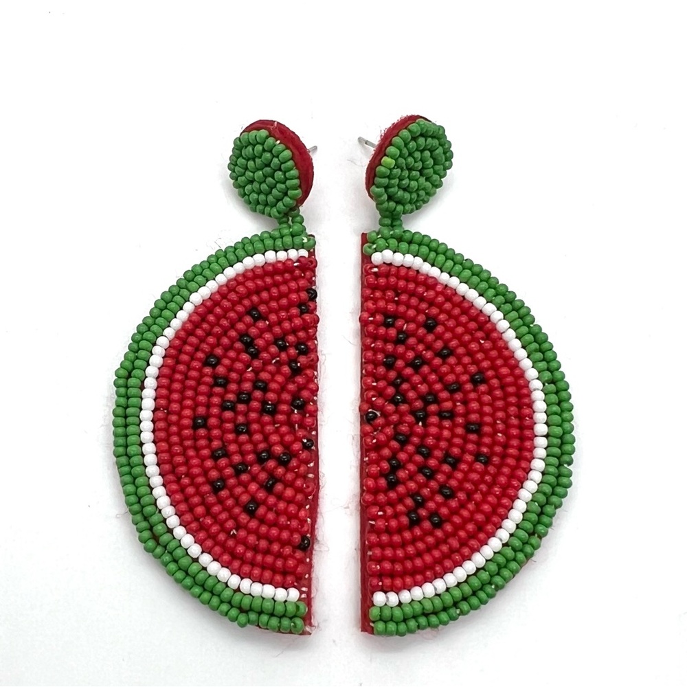 Watermelon Beaded Dangle Summer Earrings